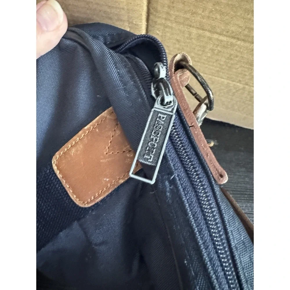 Passport Carry On Messenger Laptop Nylon Leather Briefcase w/Shoulder Strap